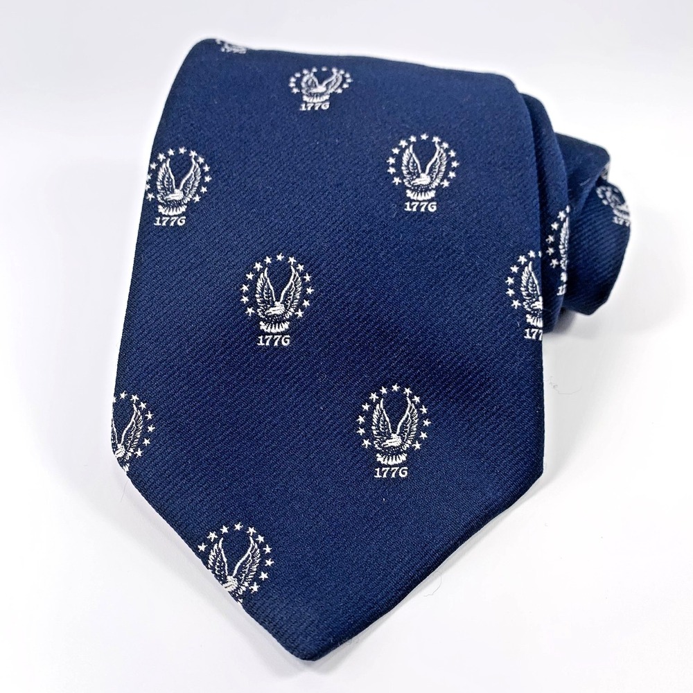 Vintage G.L . Harvale & Co. America 1776 Tie Navy w/ White Eagle USA 250th Repp